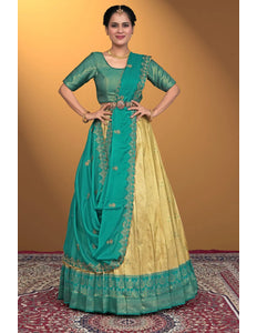 Chiku Designer Self Jacquard Lehenga Choli With Rangoli Dupatta