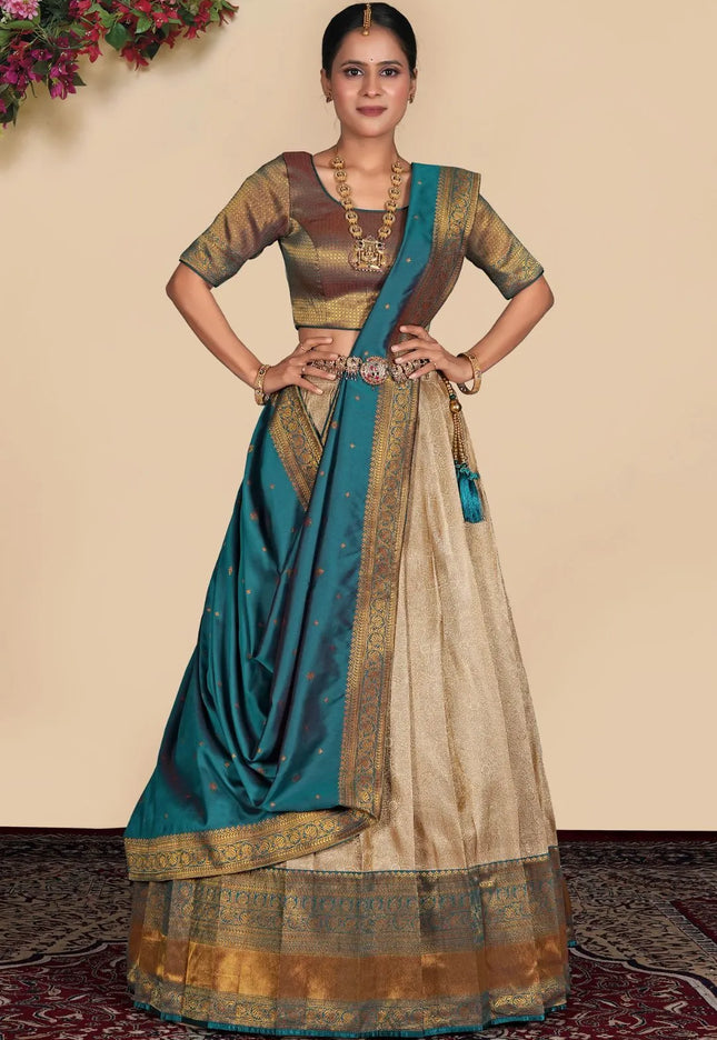Chiku Self Jacquard Semi-Stitched Lehenga Choli For Women
