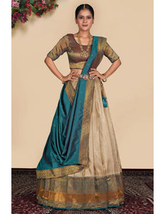 Chiku Self Jacquard Semi-Stitched Lehenga Choli For Women