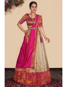 Chiku Self Jacquard Semi-Stitched Lehenga Choli For Women