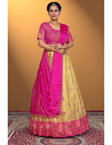Chiku Self Jacquard Silk Zari Work Lehenga Choli For Women