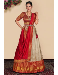 Chiku Self Jacquard Semi-Stitched Lehenga Choli For Women
