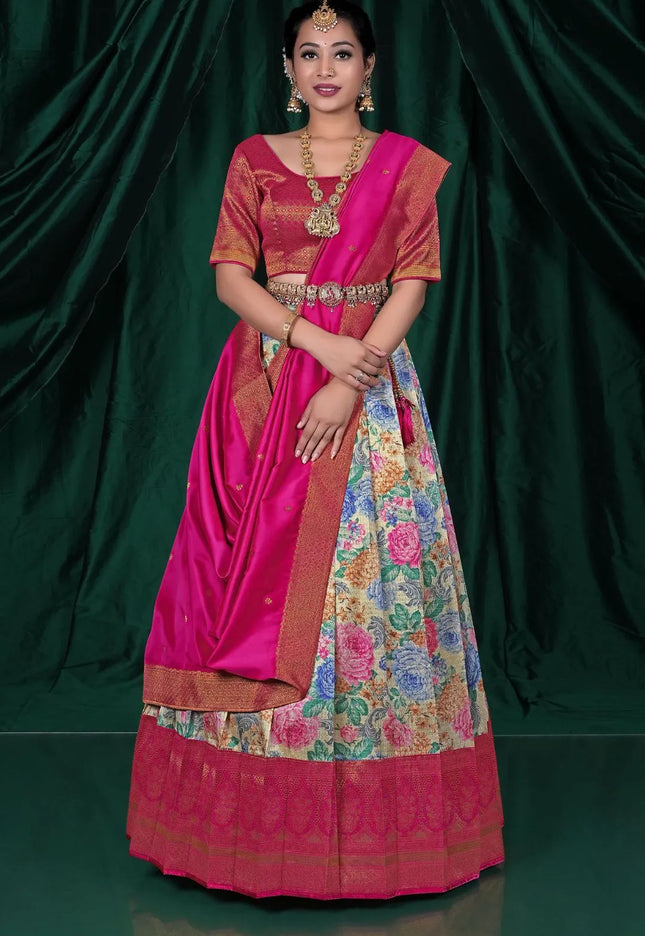 Chiku Self Jacquard Latest Lehenga Choli With Digital Print