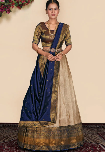 Chiku Self Jacquard Semi-Stitched Lehenga Choli For Women