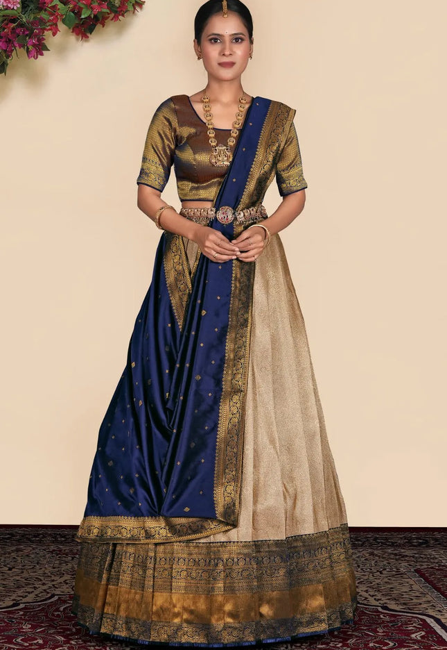Chiku Self Jacquard Semi-Stitched Lehenga Choli For Women