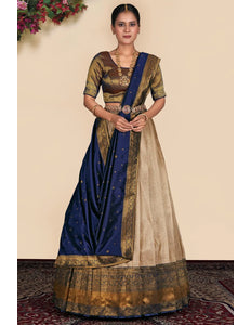 Chiku Self Jacquard Semi-Stitched Lehenga Choli For Women