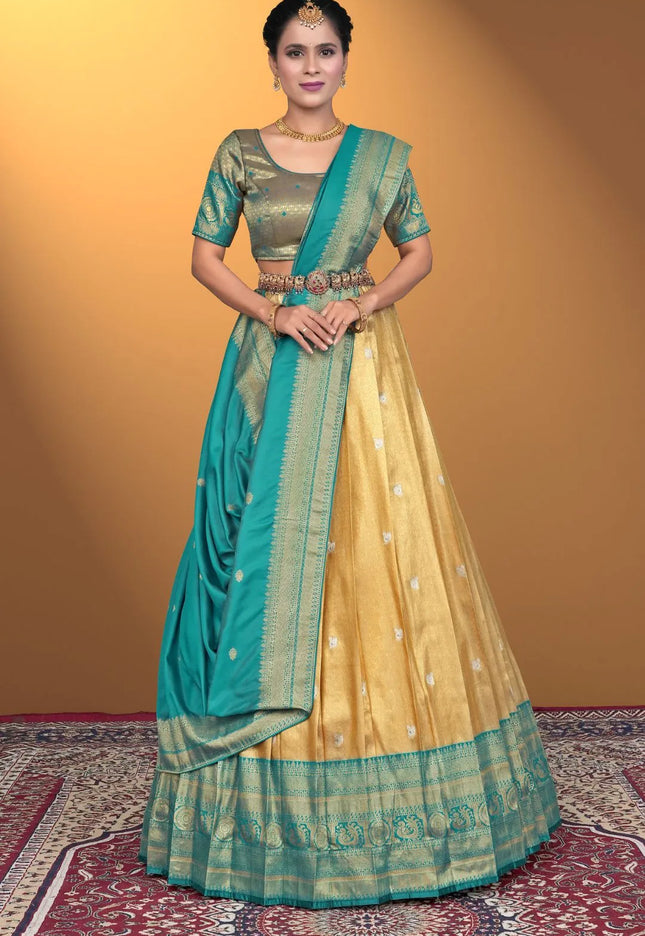 Chiku Self Jacquard Silk Zari Work Lehenga Choli For Women