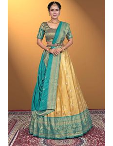 Chiku Self Jacquard Silk Zari Work Lehenga Choli For Women