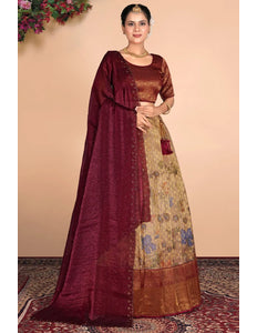 Chiku Tissue Silk Lehenga Choli With Dupatta For Women