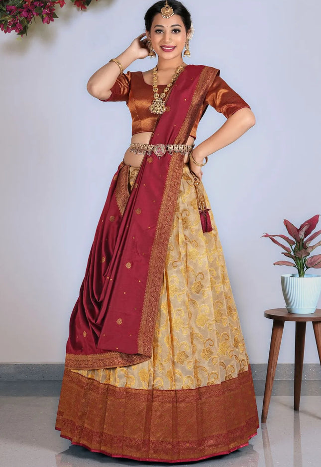 Chiku Tissue Silk Lehenga Choli With Dupatta For Women