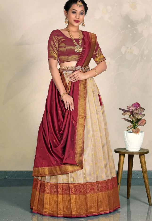 Chiku Tissue Silk Lehenga Choli Zari Work Design For Women