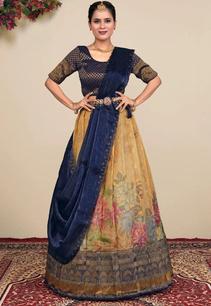 Chiku Tissue Silk Pattu Lehenga Choli With Digital Print