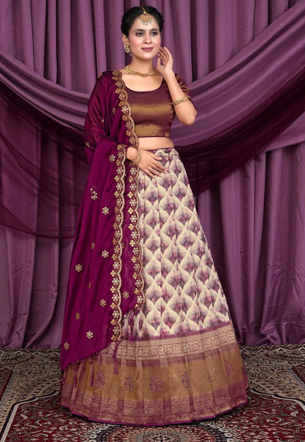 Chiku Banglori Slub With Digital Lehenga Choli For Women