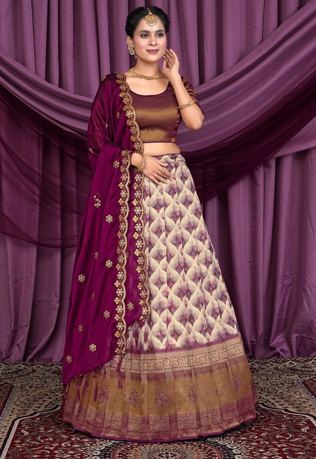 Chiku Banglori Slub With Digital Lehenga Choli For Women