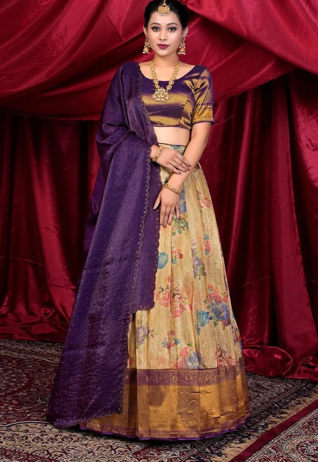 Chiku Latest Self Jacquard Digital Print Lehenga Choli