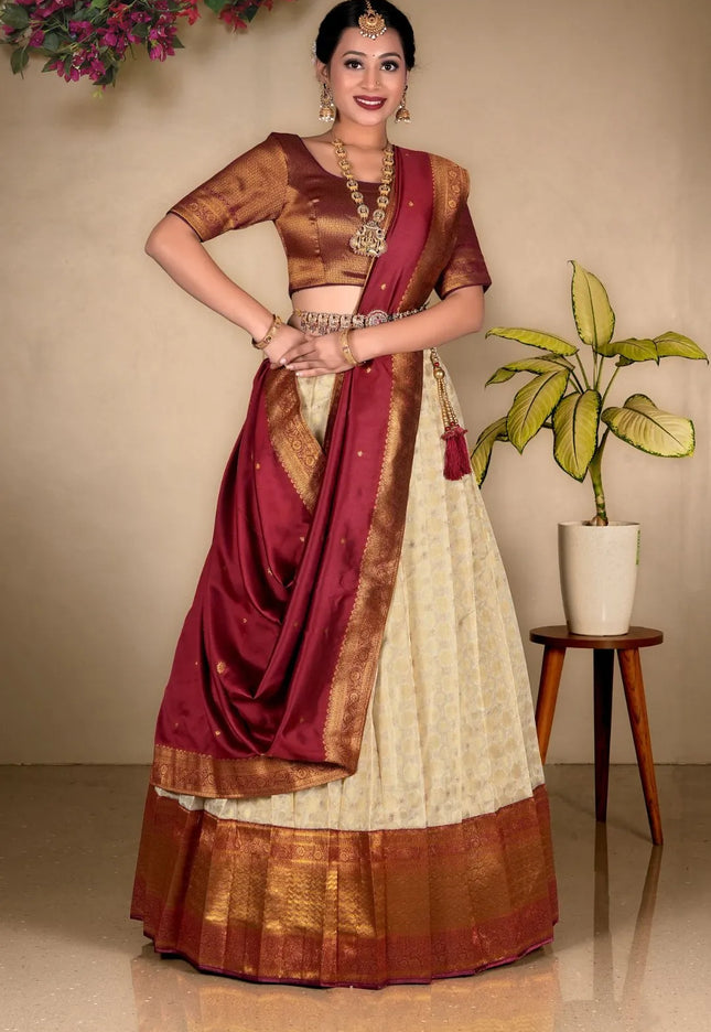 Chiku Zari Tissue Silk Lehenga Choli Design For Women