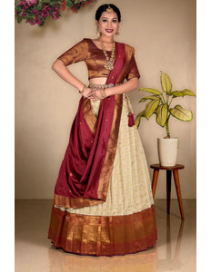 Chiku Zari Tissue Silk Lehenga Choli Design For Women