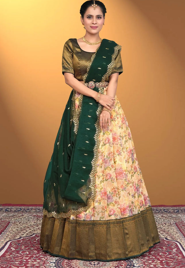 Chiku Zari Tissue With Digital Lehenga Choli For Women
