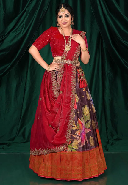 Coffee Traditional Viscose Lehenga Choli with Dupatta