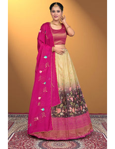 Coffee Viscose Digital Lehenga Choli With Rangoli Dupatta