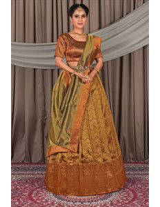 Copper Latest Pure Two Tone Zari Tissue Lehenga Choli