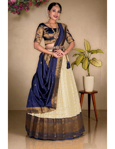 Cream Zari Tissue Silk Lehenga Choli Design For Women