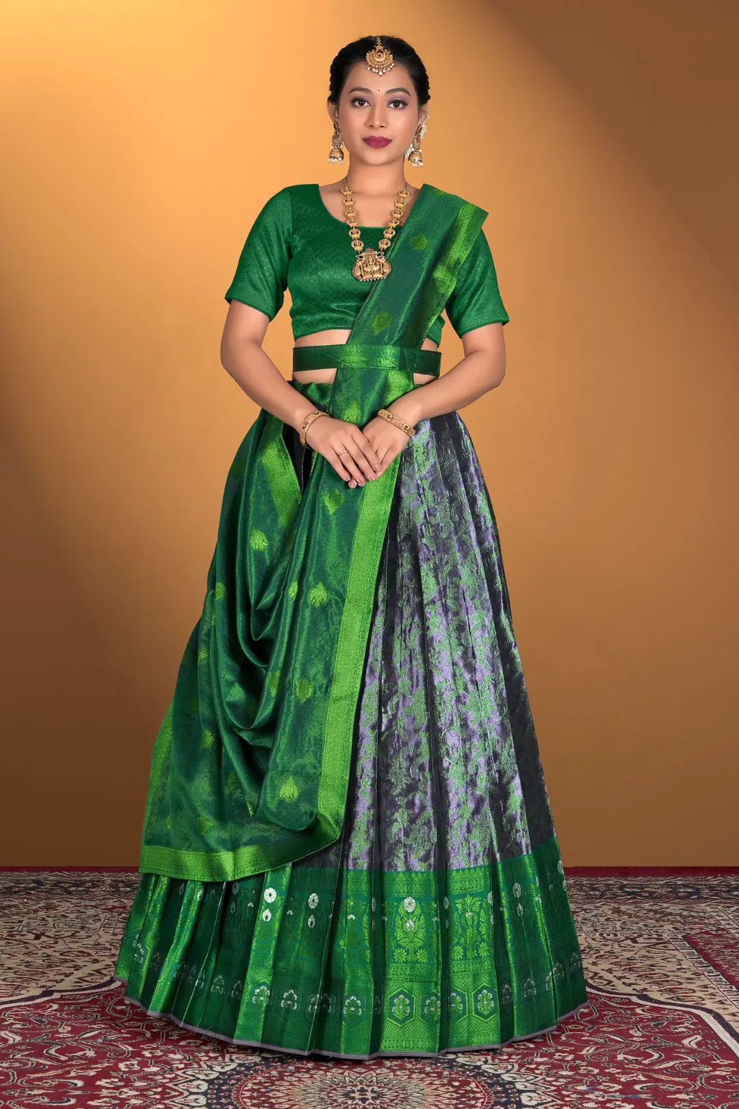 Dark Gray Banarasi Silk Zari Work Lehenga Choli For Weddings