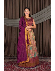 Floral Banarasi Lehenga Choli Set with Festive Woven Dupatta