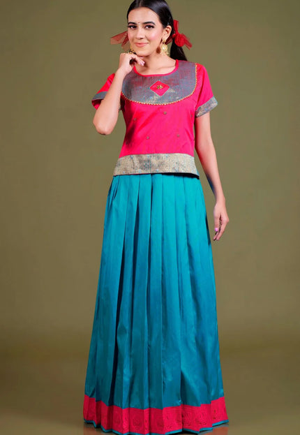 Gajari Art Silk Kids Readymade Lehenga and Top For Girls