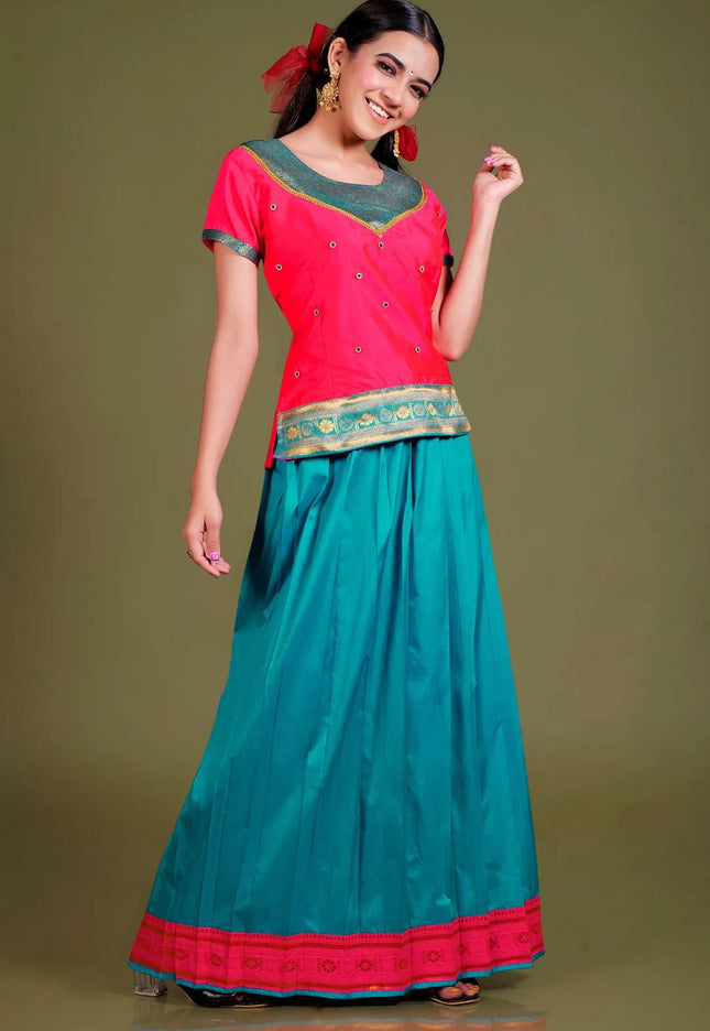 Gajari Art Silk Kids Readymade Lehenga and Top For Girls