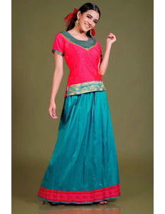 Gajari Art Silk Kids Readymade Lehenga and Top For Girls