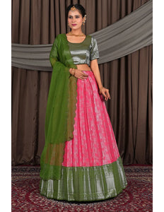 Gajari Designer Lehenga Choli in Pure Zari Tissue Silk
