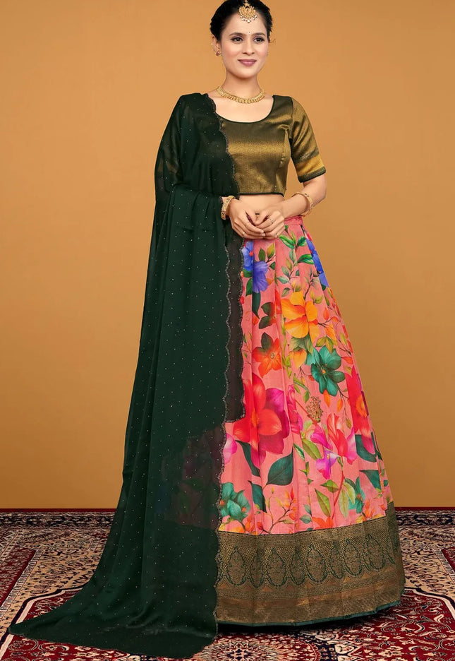 Gajari Viscose Digital Print Lehenga Choli For Women