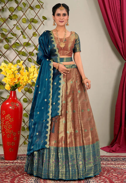 Gajari Zari Silk Lehenga Choli With Dupatta For Women