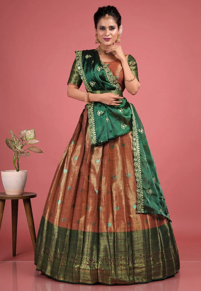 Gajari Zari Silk Lehenga Choli With Dupatta For Women