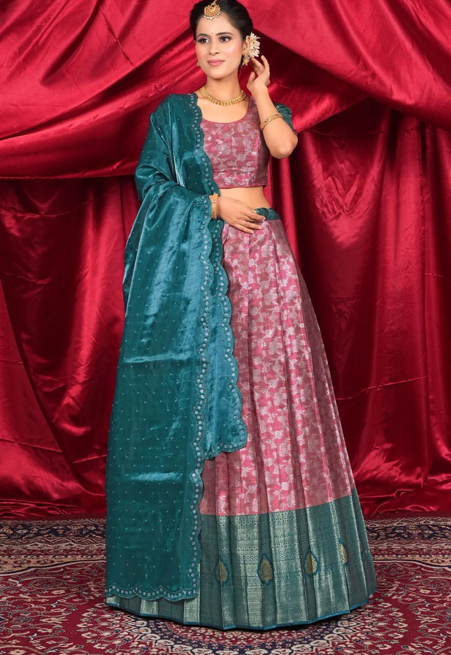 Gajari Zari Silk Lehenga Choli with Zari Work For Women
