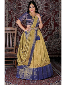 Gold Latest Zari Tissue Silk Lehenga Choli For Women
