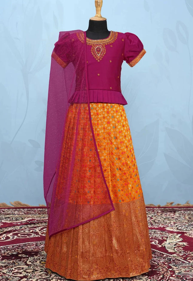 Gold Exquisite Peplum Style Chaniya Choli For Young Princess