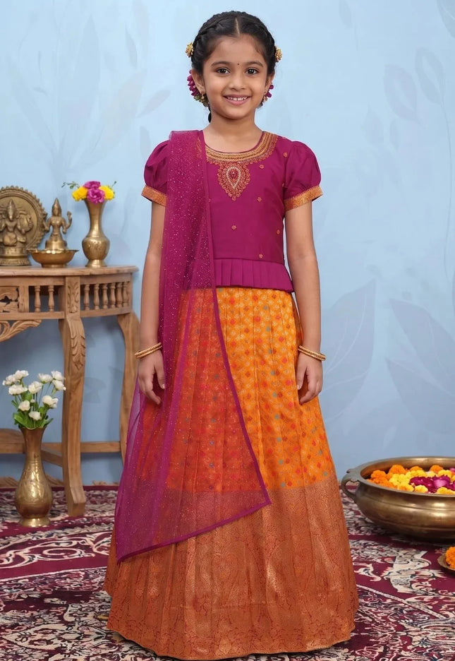 Gold Exquisite Peplum Style Chaniya Choli For Young Princess