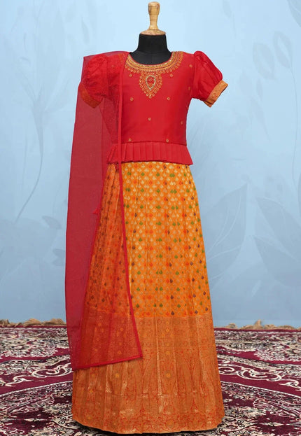 Gold Exquisite Peplum Style Chaniya Choli For Young Princess
