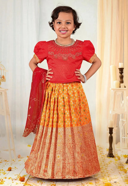 Gold Girls Stone-Embellished Langa Voni Kids Ornate Floral Skirt Set