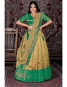 Gold Latest Zari Tissue Silk Lehenga Choli For Women