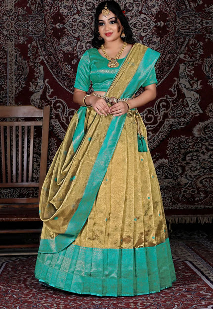 Gold Latest Zari Tissue Silk Lehenga Choli For Women