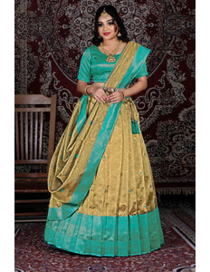 Gold Latest Zari Tissue Silk Lehenga Choli For Women