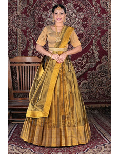 Gold Tissue Silk Latest Designer Lehenga Choli For Women