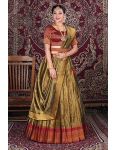 Gold Tissue Silk Party Lehenga Choli For Women