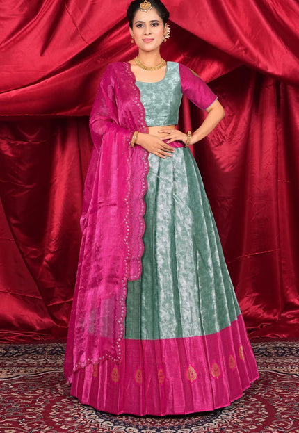 Gray Zari Silk Lehenga Choli with Zari Work For Women