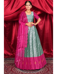 Gray Zari Silk Lehenga Choli with Zari Work For Women