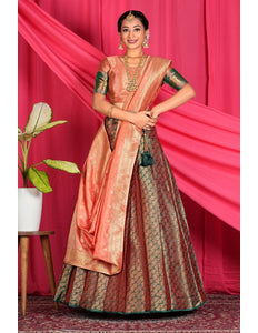 Green Banarasi Silk Lehenga Choli For Wedding Function