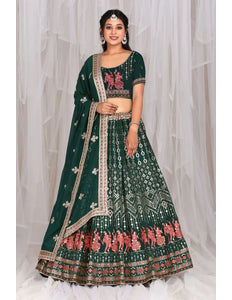 Green Embroidered Bridesmaid Lehenga Choli In Georgette